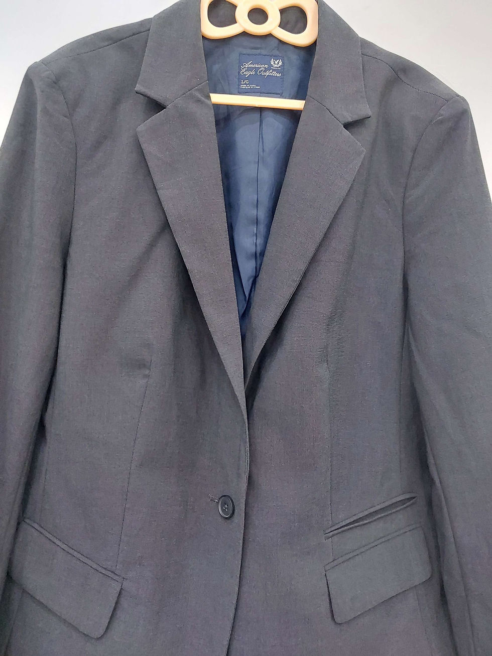Thumbnail: American Eagle Dark Grey Blazer with pockets for Women front view