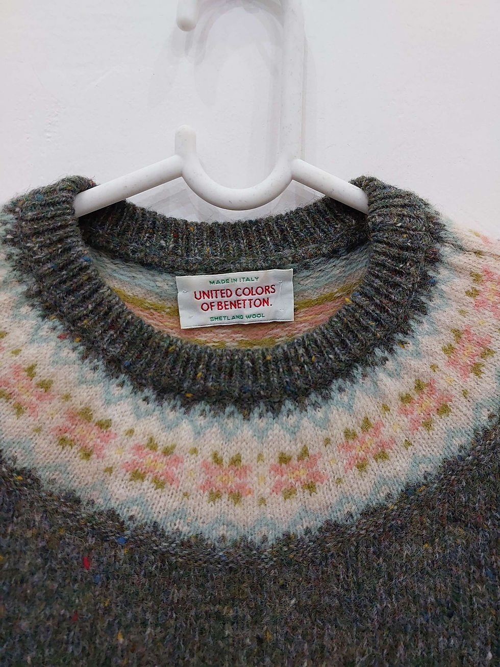 Thumbnail: UCB Vintage Shetland Wool Sweater for women in Bust size 40