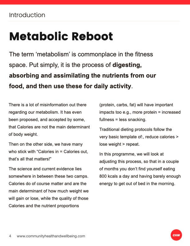 Thumbnail: CHW The Metabolic Reboot Programme