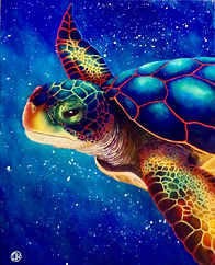 tortue de lumière sea tortule acrylic on canvas painting acrlylique sur toile french artist