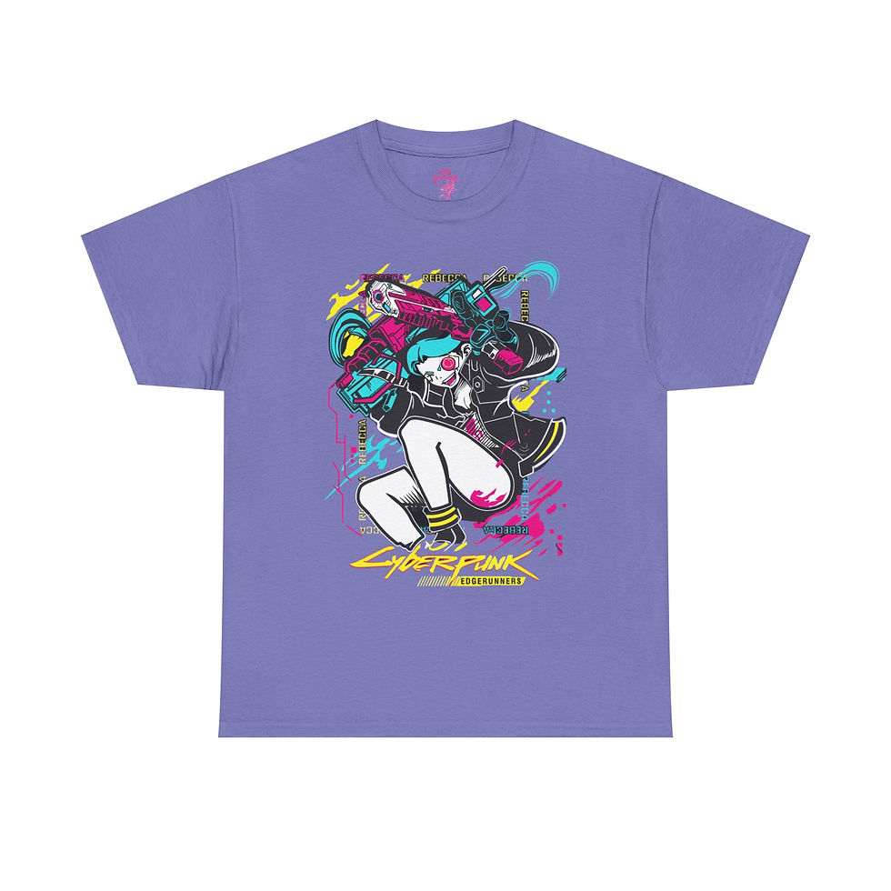 Thumbnail: Cyberpunk: Edgerunners Rebecca T-Shirt – Neon Techwear Anime Graphic Tee