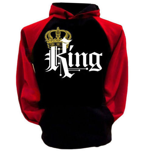 Thumbnail: New Womens and Men Couple Clothes Long Sleeve Hoodie Coat Gray King and Queen Pr