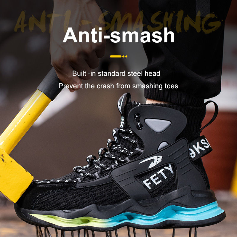 Thumbnail: Safety Shoes Men Work Breathable 36-48 Fly Weaving Ankle Boots Anti-smashing Ant
