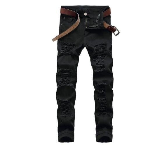 Thumbnail: Men's Ripped Jeans Straight Distressed Denim Trousers