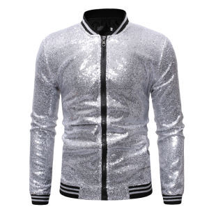 Thumbnail: Mens Stylish Gold Sequined Jacket Prom Coats