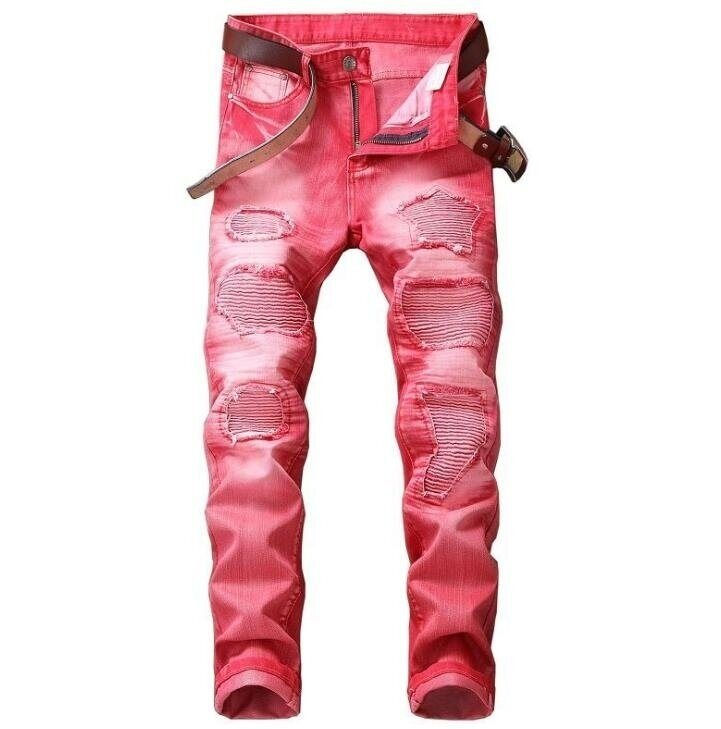 Thumbnail: Men's Jeans Ripped Skinny Destroyed Jeans Pants with Holes