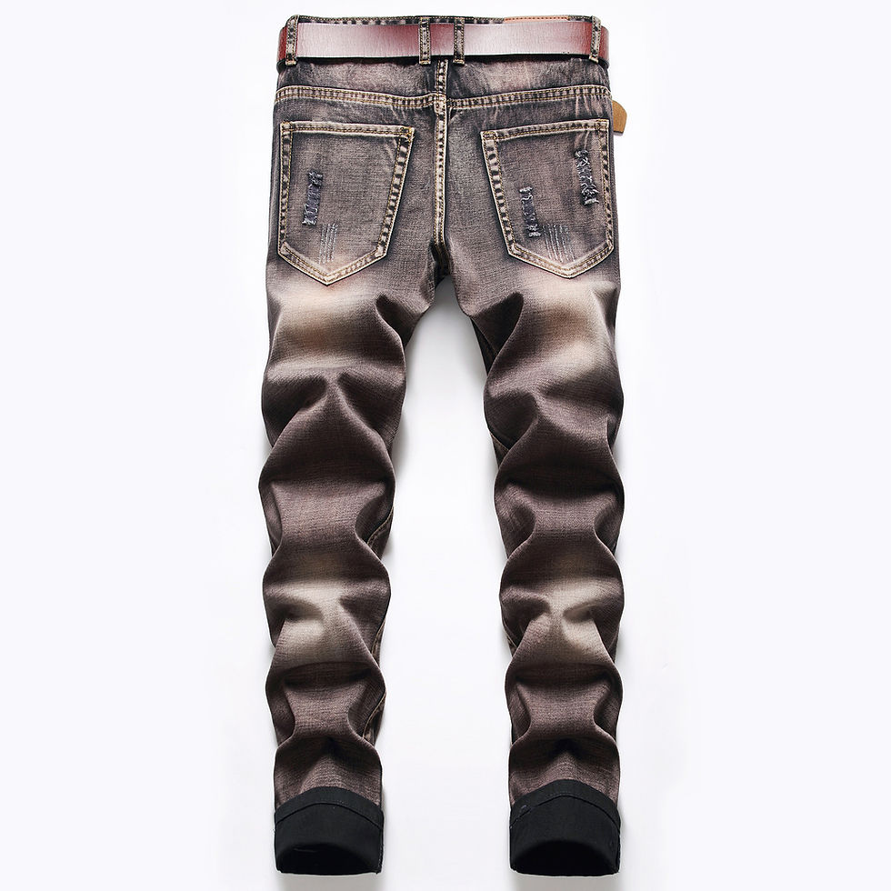 Thumbnail: Men's Zipper Fit Jeans Embroidered Wing  Denim Pants