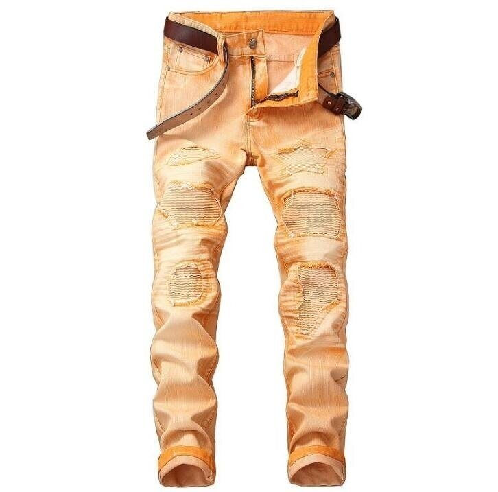 Thumbnail: Men's Jeans Ripped Skinny Destroyed Jeans Pants with Holes
