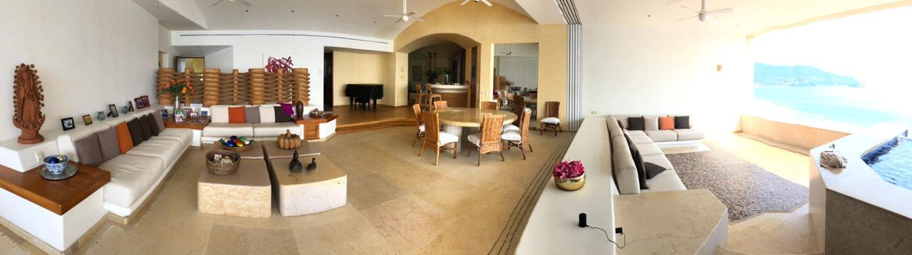 Ubicado en los Condominios de Playa Ixtapa en medio de exuberantes y extensos terrenos, este lujosamente decorado y elegante Condominio le ofrece 5 dormitorios (incluyendo una suite principal) 3 baños, cocina completa y amplia sala de estar y comedor.
Con vista al mar desde el bar, terrazas, sala y comedor.
COMODIDADES
TV con servicio de cable.
Reproductor de DVD.
Servicio diario de mucama.
Estéreo.
Cocina.
Aire Acondicionado por Habitación.
Secadora y lavadora.
Ventiladores de techo.
SERVICIOS
Ascensor.
Piscina para adultos.
Piscina para niños.
Servicio de limpieza diario.
24 horas Seguridad.
___________________
Located in the Ixtapa Beach Condominiums amidst lush and extensive grounds, this luxuriously decorated and elegant Condominium offers you 5 bedrooms (including a master suite) 3 bathrooms, full kitchen and large living and dining room.
With ocean view from the bar, terraces, living room and dining room.
AMENITIES
TV with cable service.
DVD Player.
Daily maid service.
Stereo.
Kitchen.
Air conditioning per room.
Dryer and washing machine.
Ceiling fans.
SERVICES
Lift.
Pool for adults.
Children's pool.
Daily cleaning service.
24 hours Security.