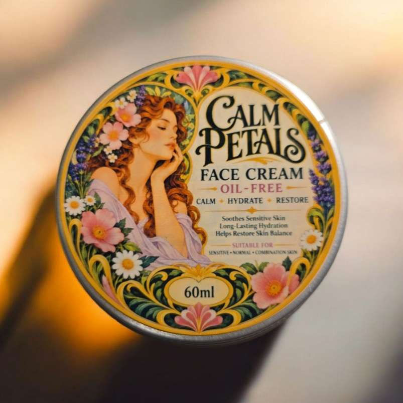 Calm Petals Face Cream - 60ml – Lightweight Hydration for Sensitive Skin