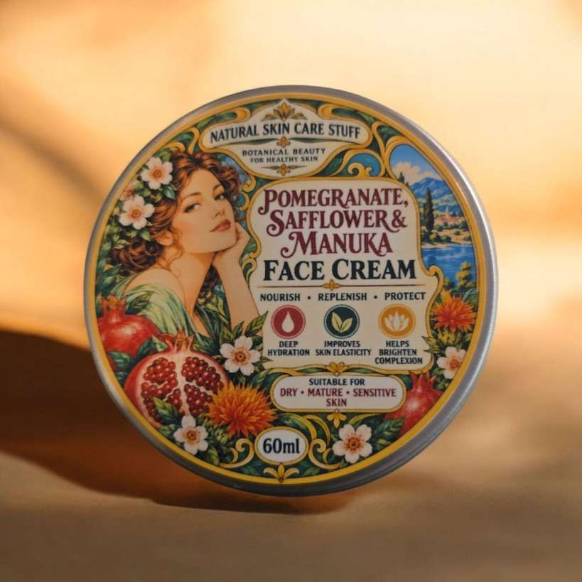 Pomegranate, Safflower & Manuka Face Cream-60ml- Hydration for Dry Mature Skin