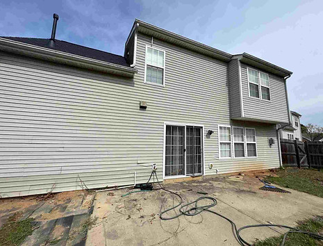 Seamless gutters Clayton NC project in Flowers Plantation 27527. Old damaged gutters before replacement with a new seamless gutter system for improved drainage and exterior protection