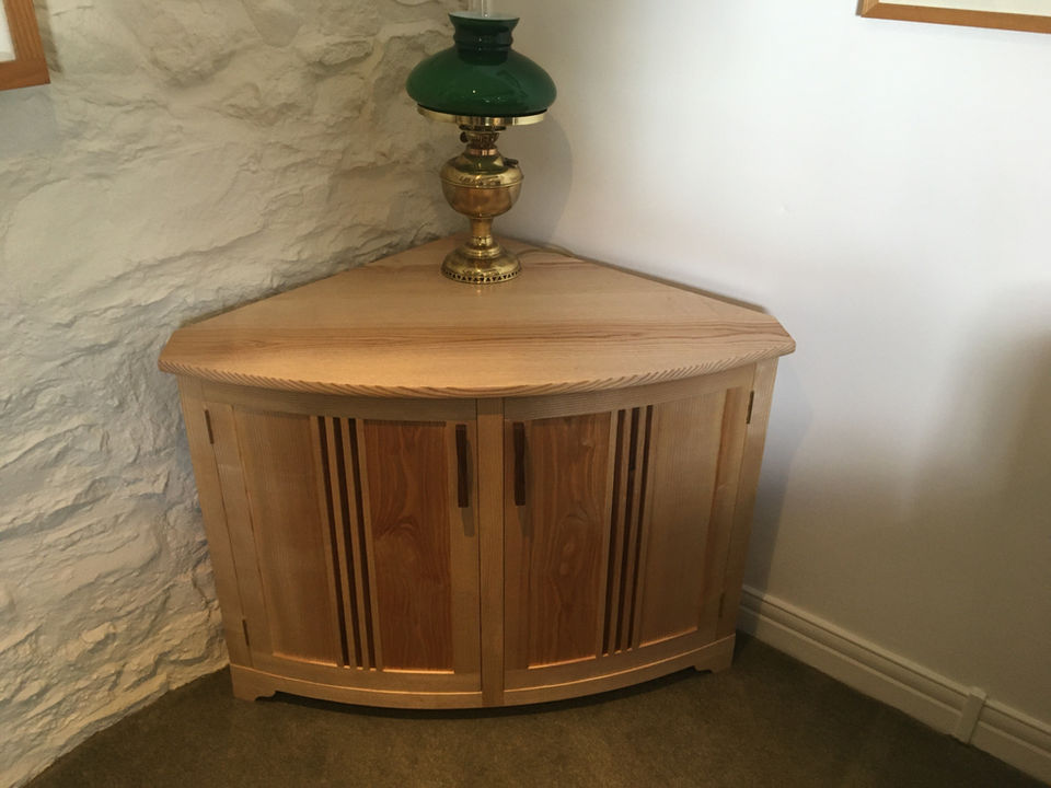 Ash and Walnut Corner Cupboard - handmade by Hill Top Furniture, Cumbria