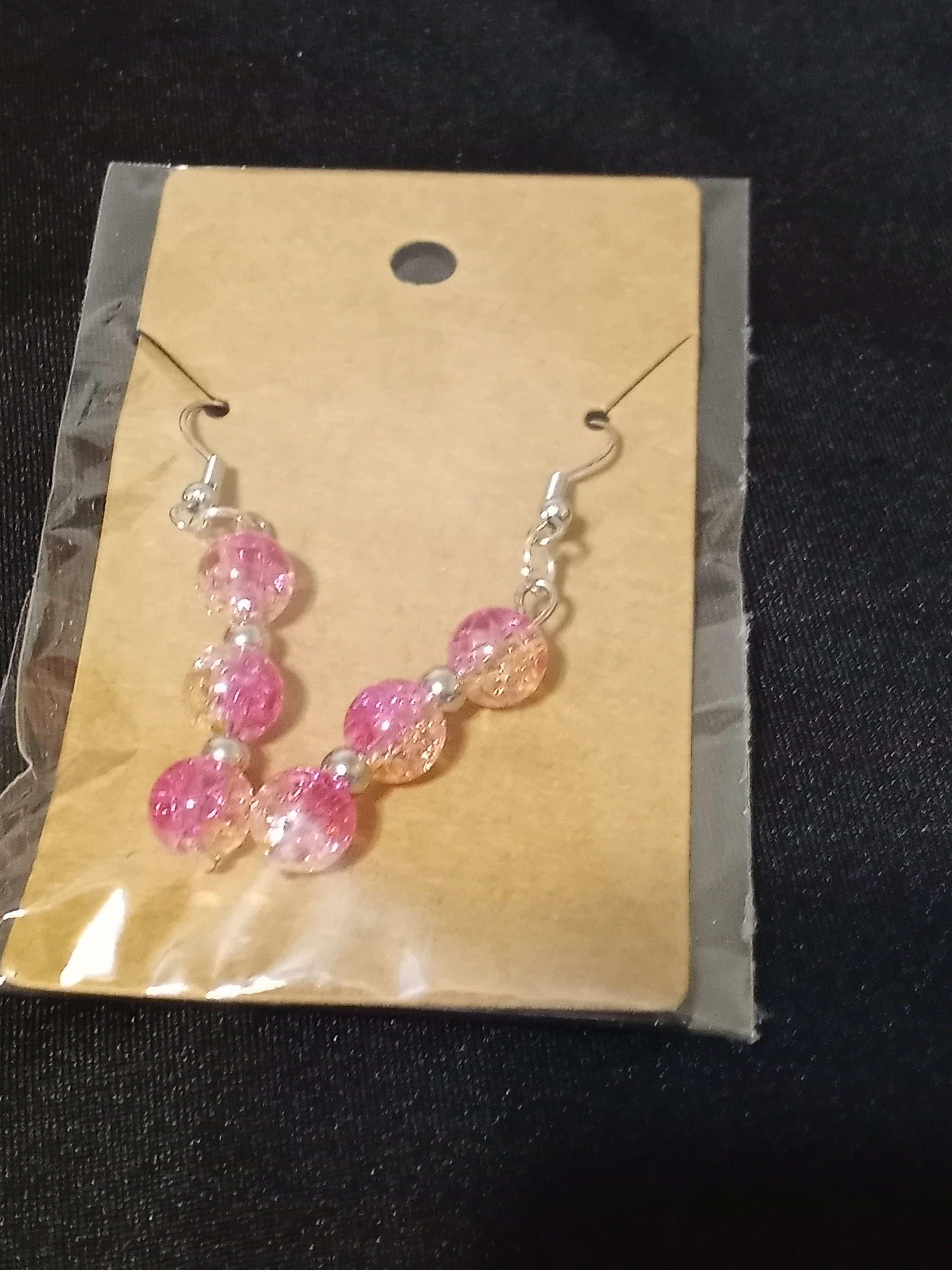 Pink and Yellow Beaded Earrings