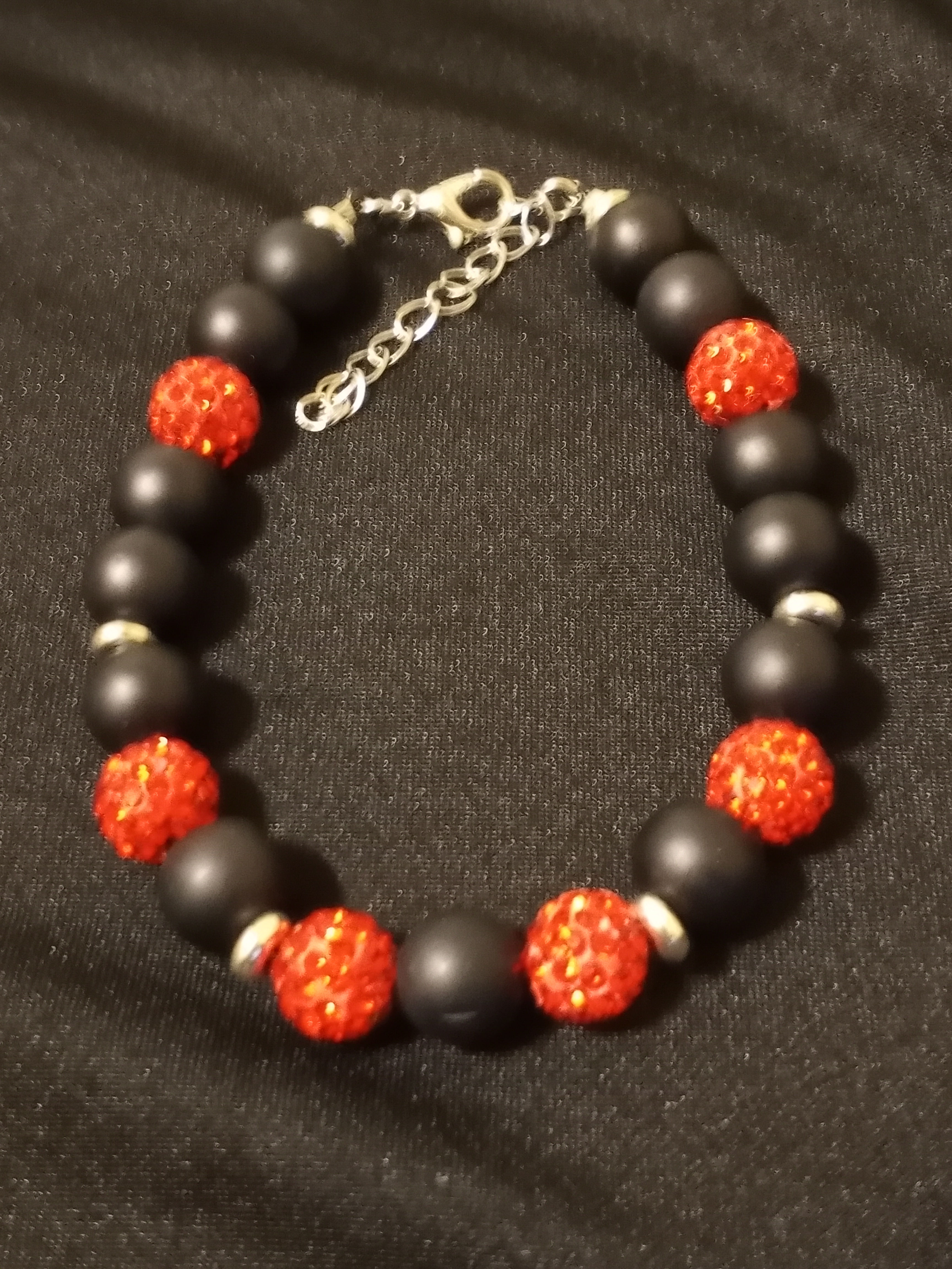 Black and Red Beaded Bracelet 
