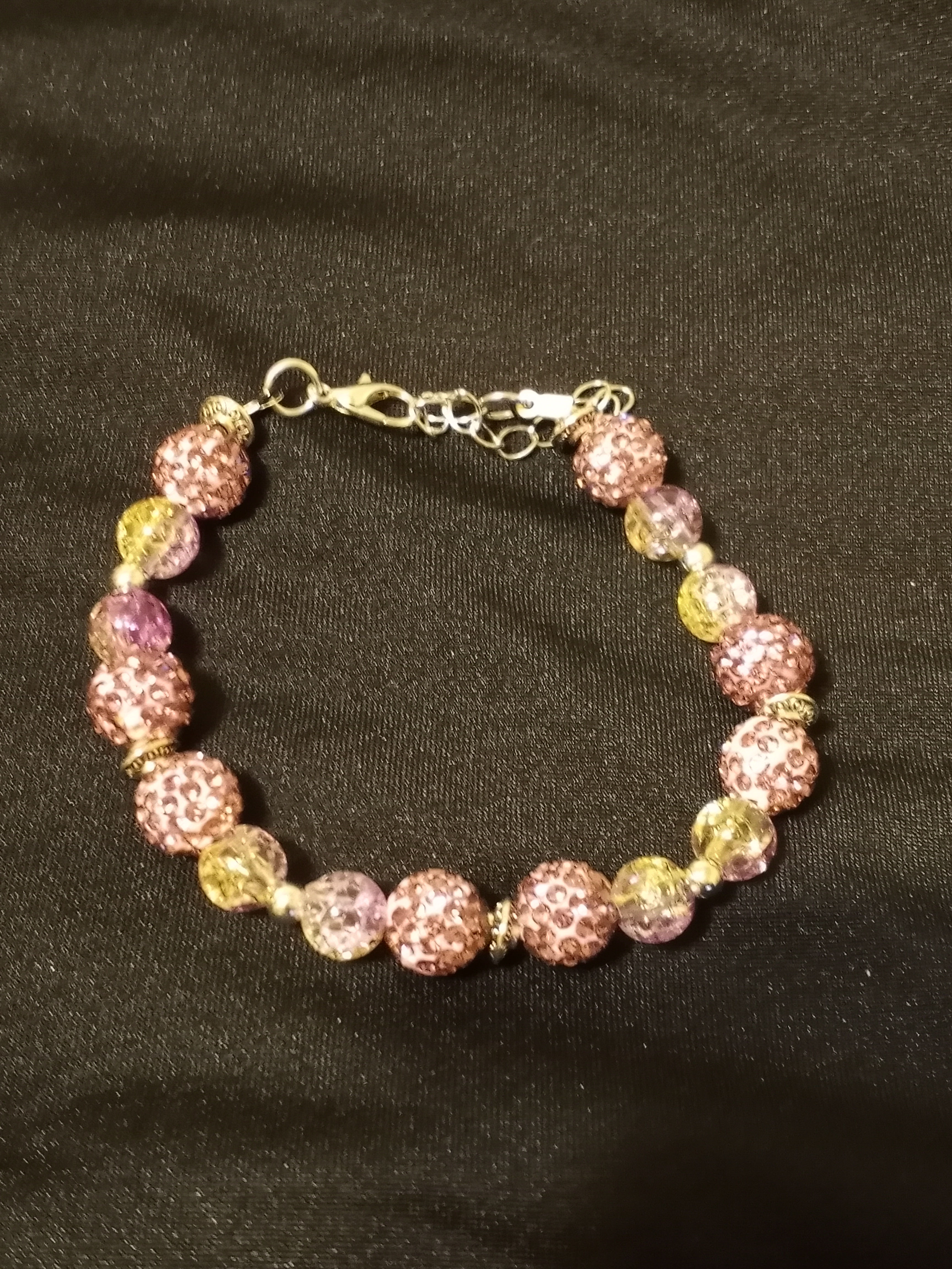 Pink and Yellow Beaded Bracelet 
