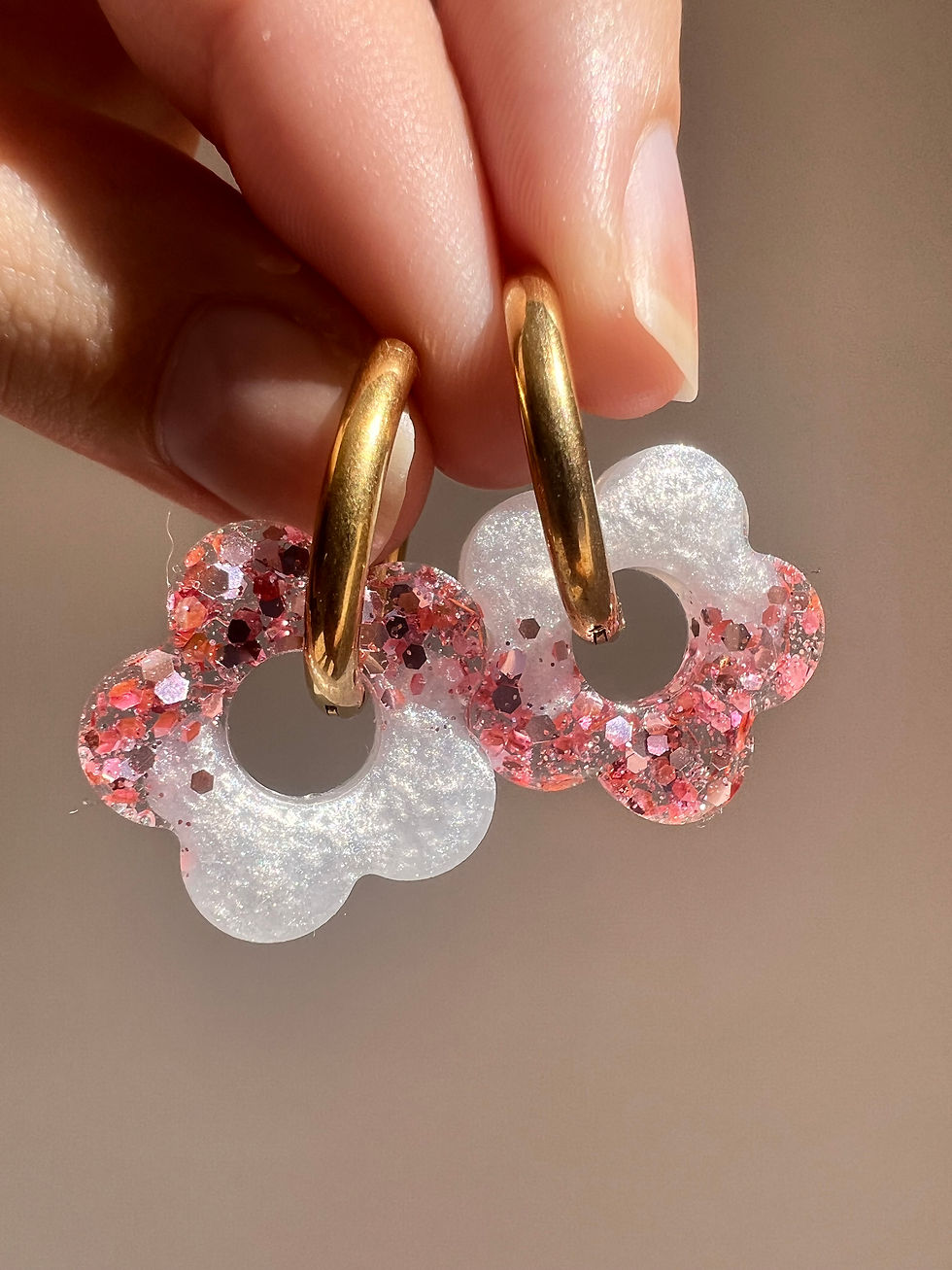 Pampilles fleurs roses/ blanches