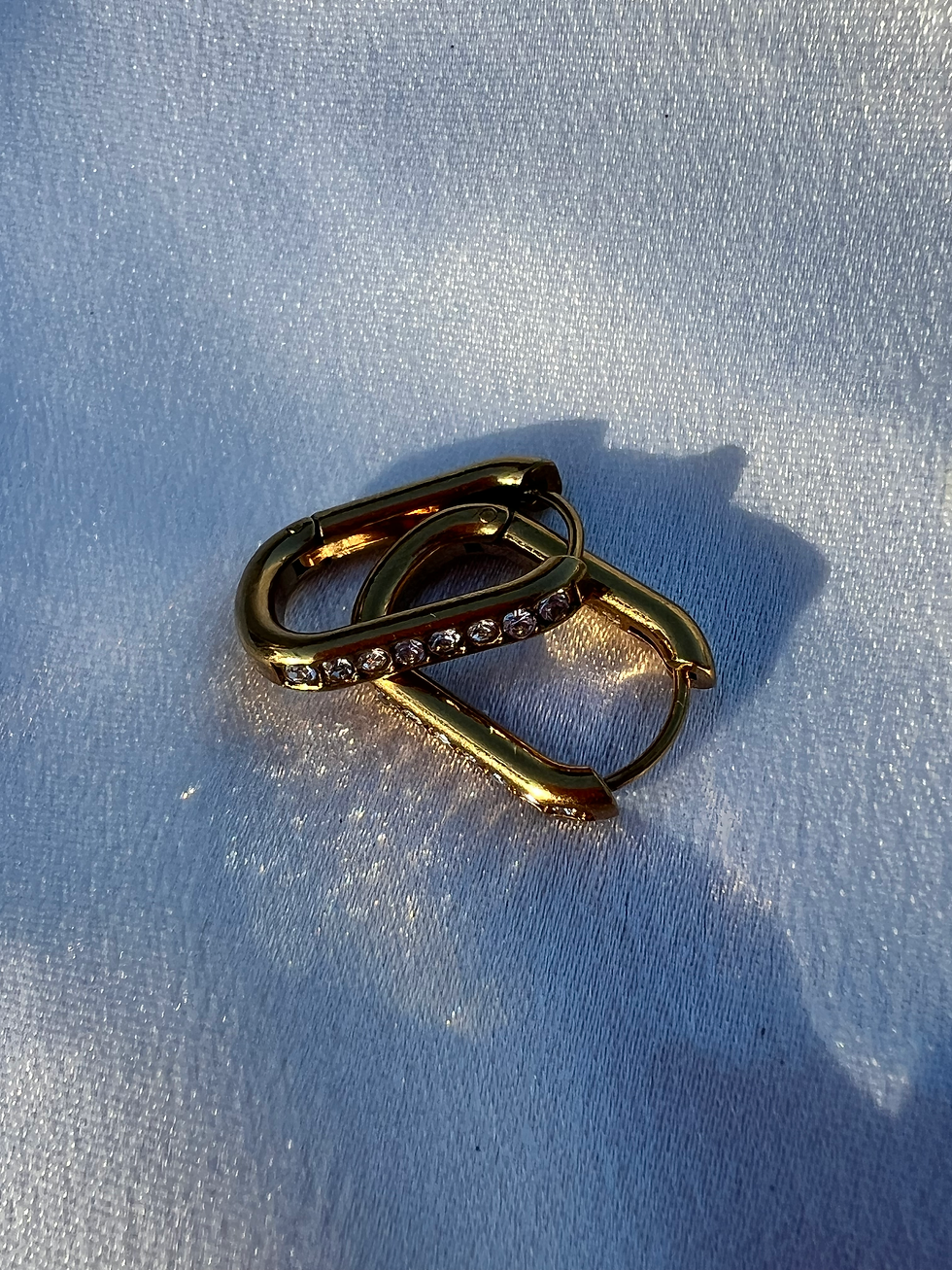 Créoles rectangulaires dorées strass