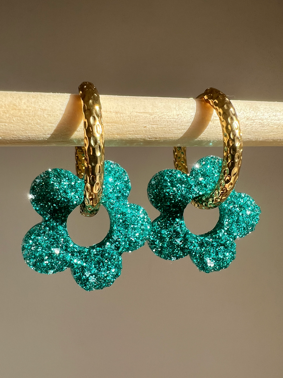 Pampilles fleurs cristallisées turquoises