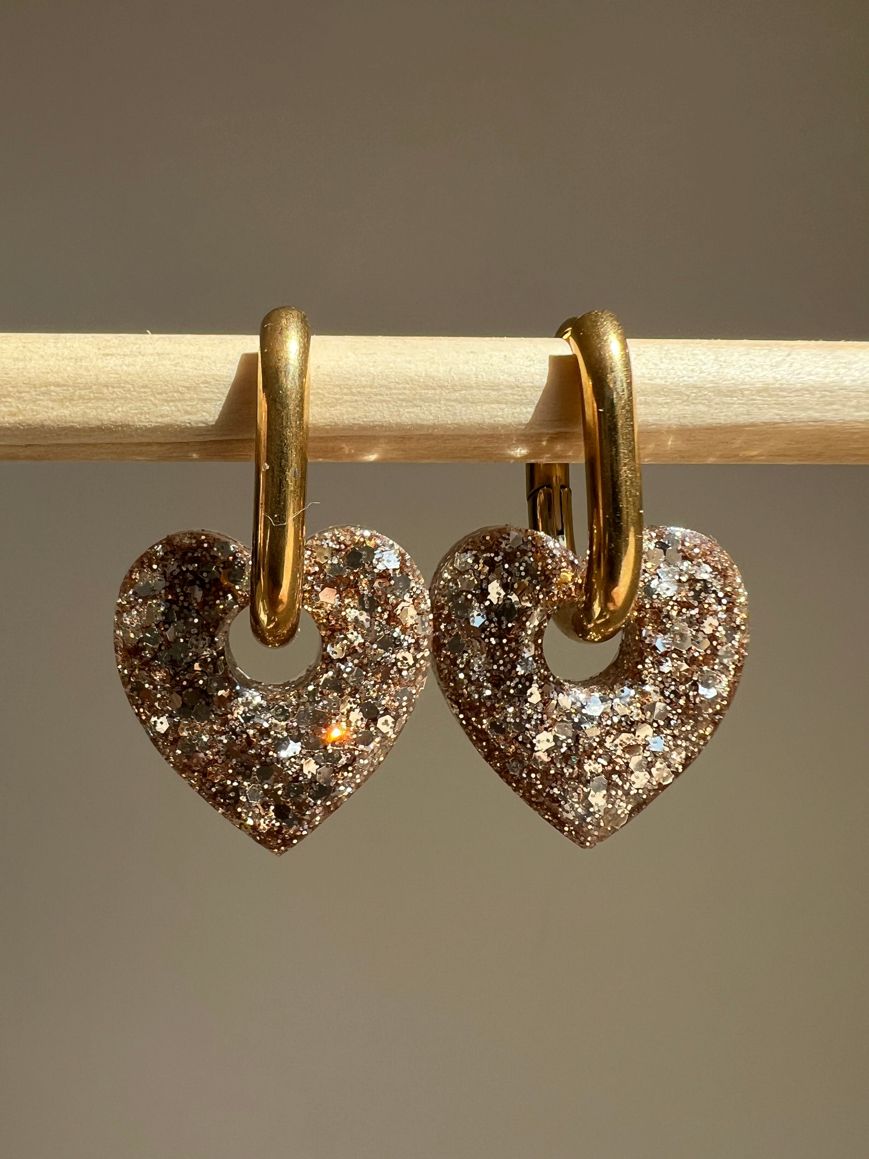 Cœurs dorés pailletés 