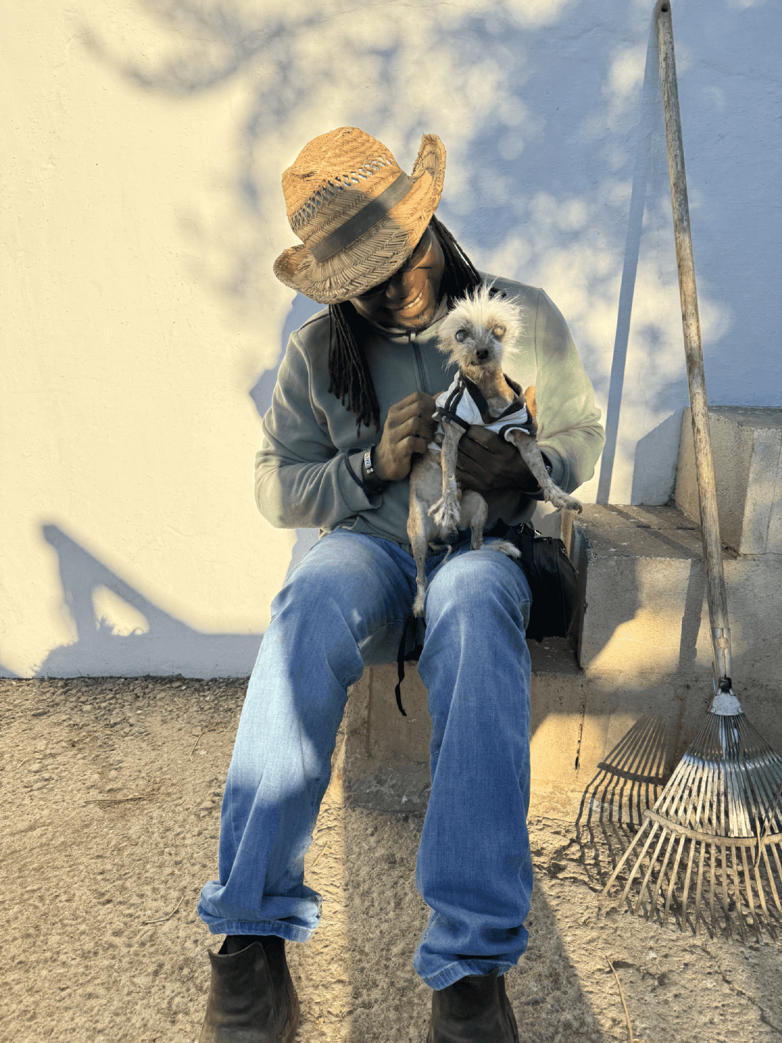 Magnet Man and the little blind dog Grinch