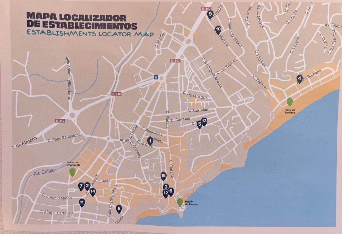 Karta över Ruta de la Tapa Nerja 2024