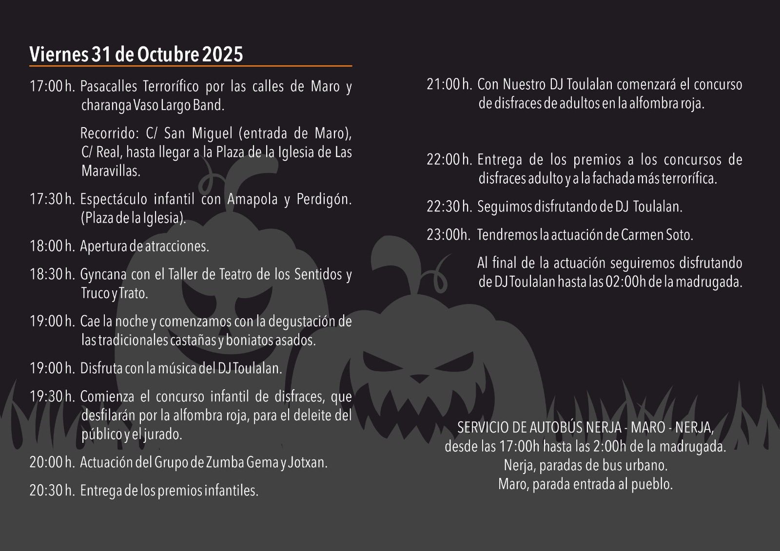 Program för halloween i Maro Maroween 2025