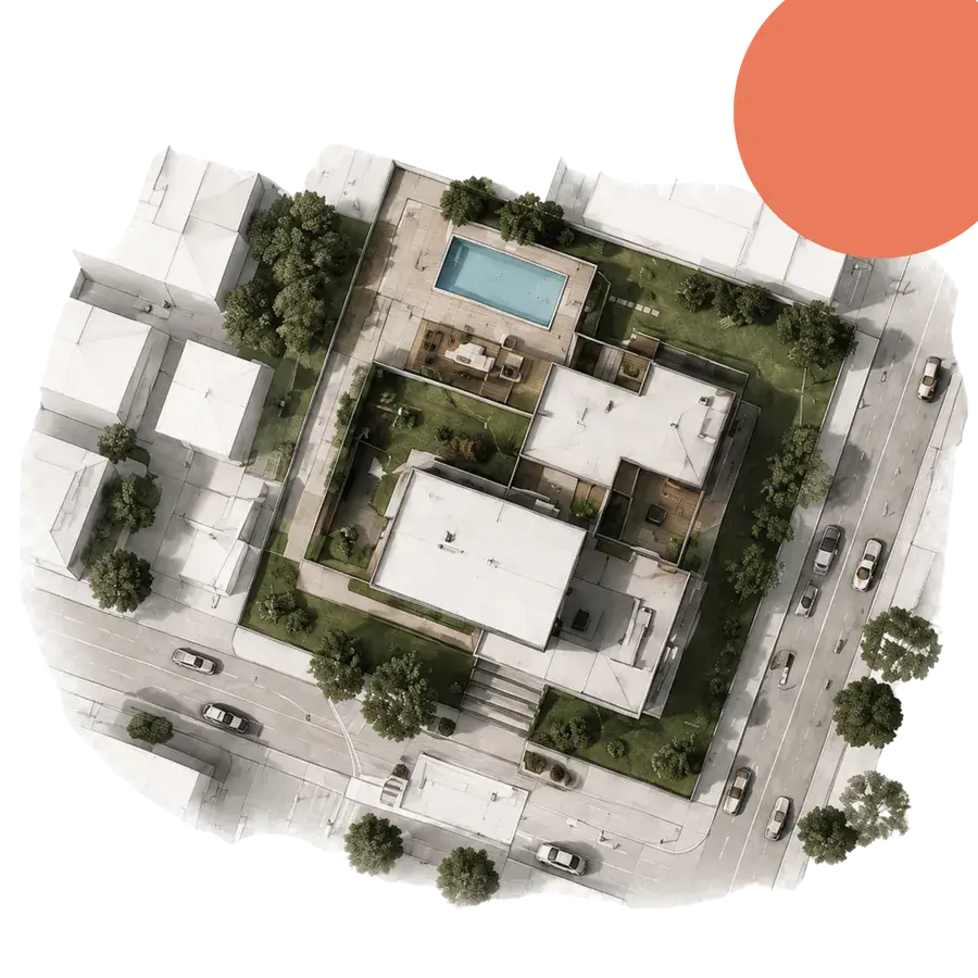Icon representing aerial view renders of architectural projects