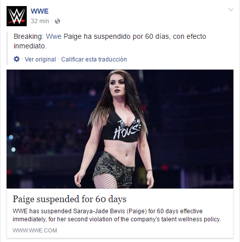 WWE: Paige Suspendida 60 Días