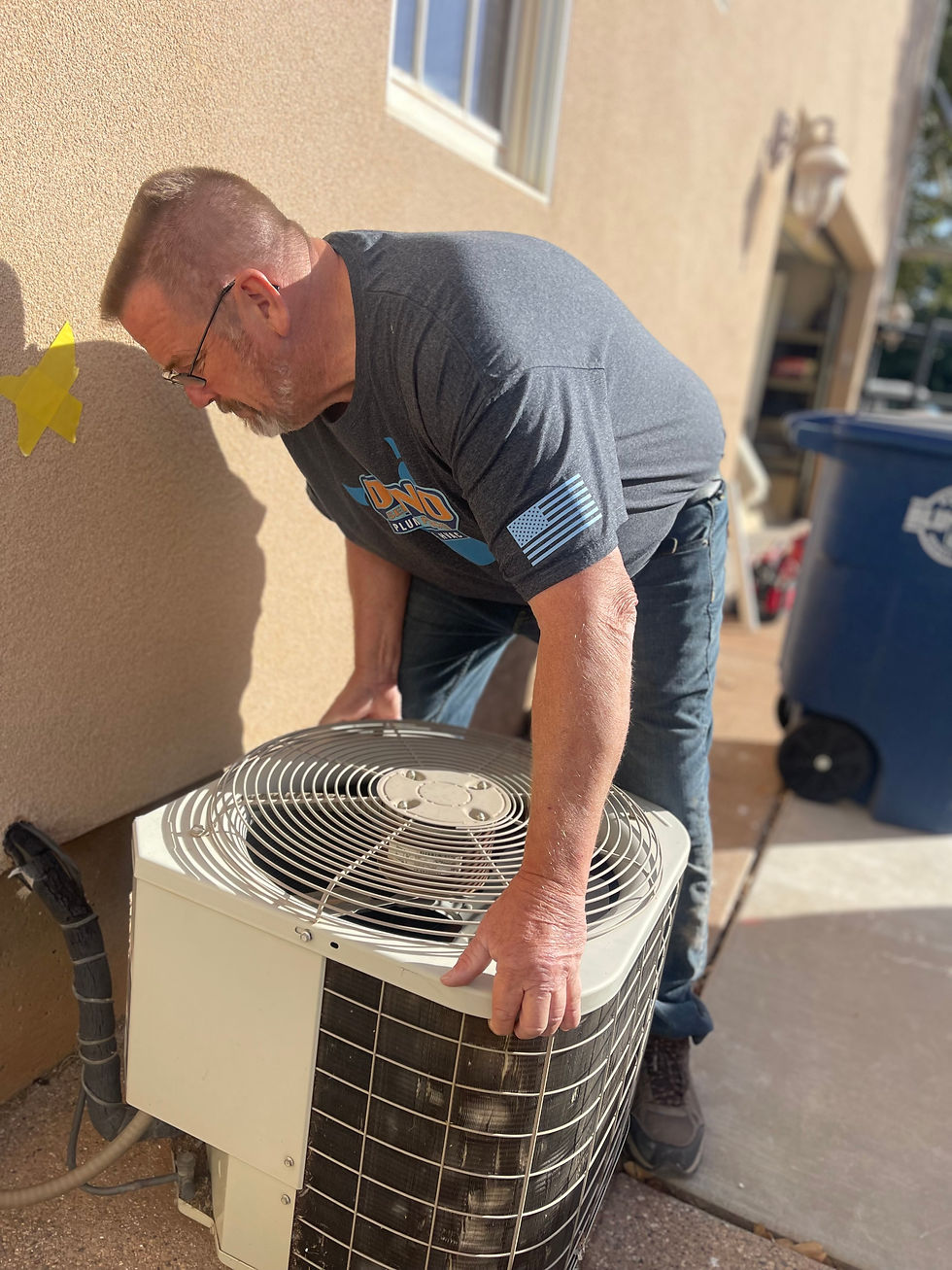 Dino HVAC Technician Maintaining Unit