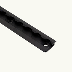 Black metal storage panel with slots