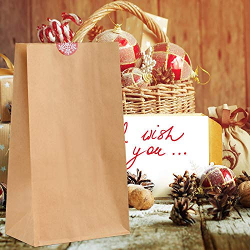 縮圖：Kesote 48 Pieces Kraft Paper Bags and 48 Xmas Sealing Stickers, Candy Bags for X