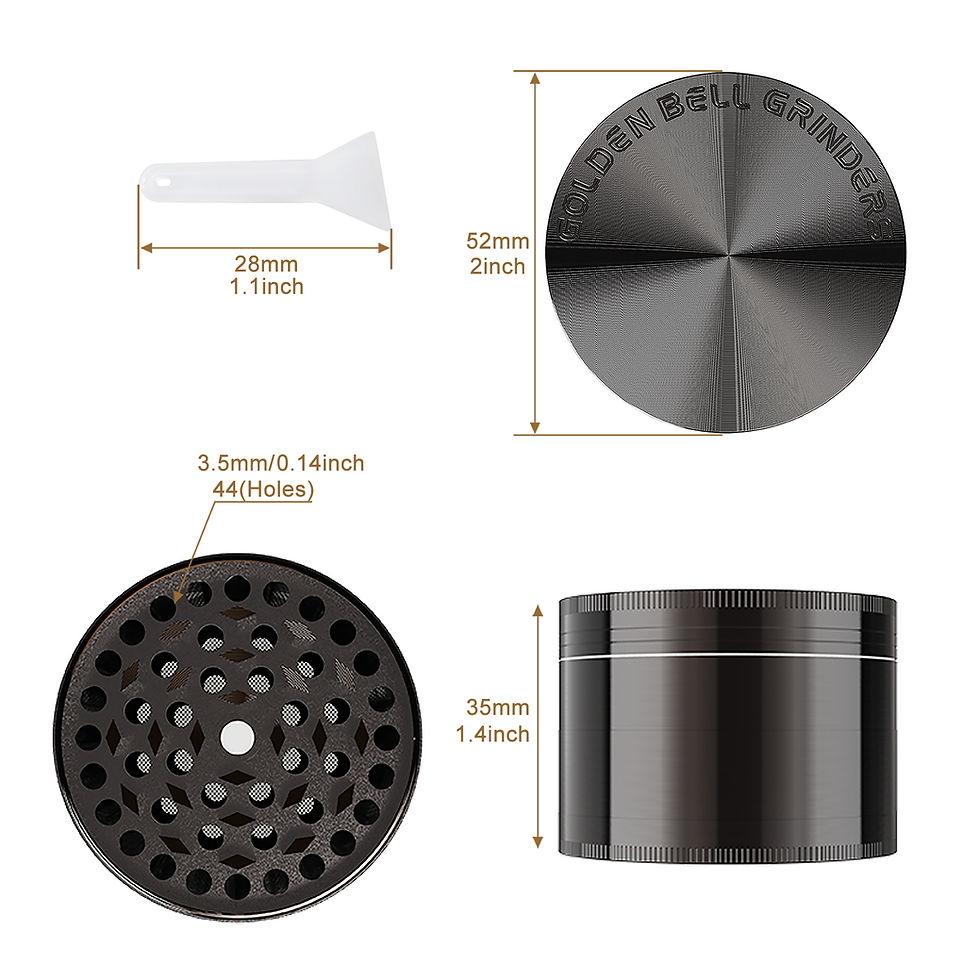 Thumbnail: Golden Bell 4-Piece 2" Herb Grinder Nickel Black - Alloy