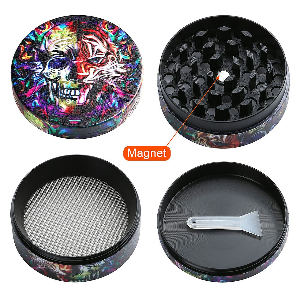 Thumbnail: Golden Bell 4-Piece 2" Herb Grinder Detailed Colorful Skull Design - Alloy