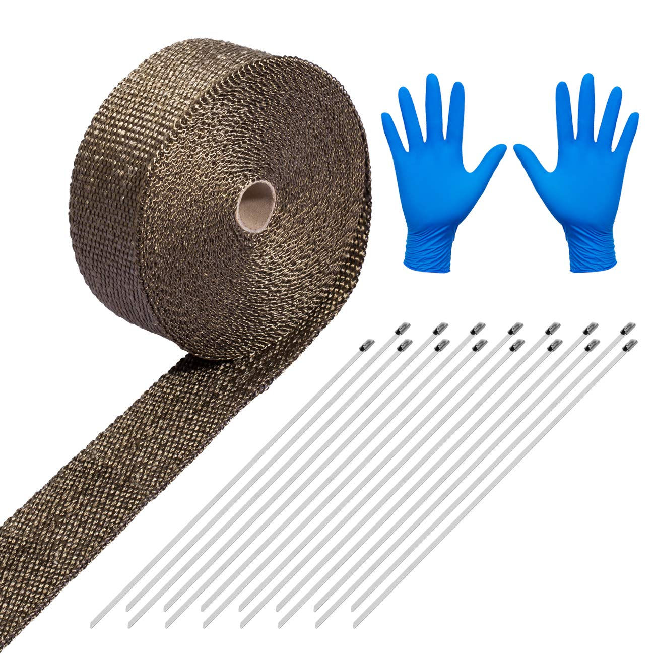 LIHAO heat protection tape 15M basalt fiber exhaust tape with cable tie