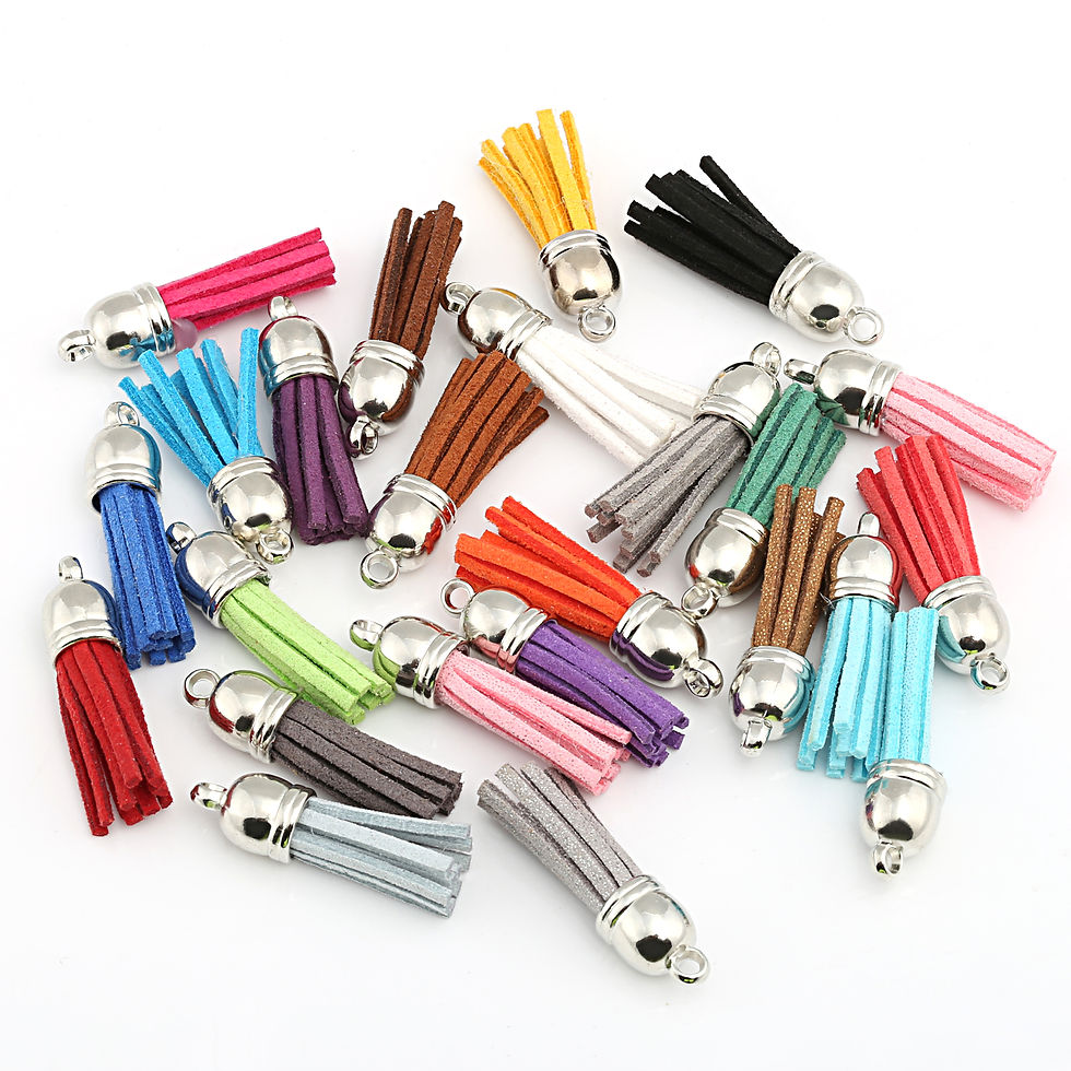 縮圖：Naler Leather Tassel Pendants Faux Suede Tassel with Caps 120 Pieces 38 mm for K