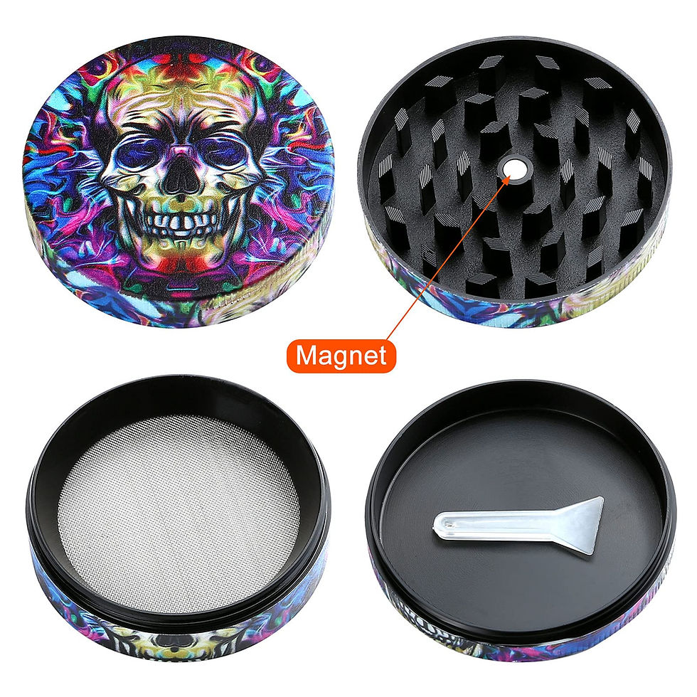 Thumbnail: Golden Bell 4-Piece 2" Herb Grinder Blue Skull Design - Alloy