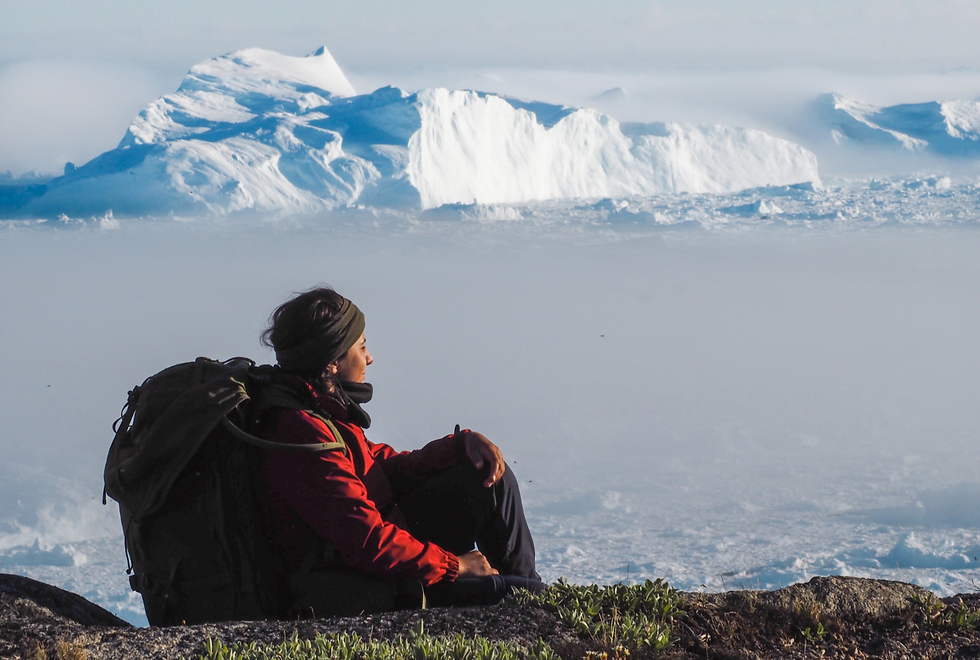 Sitting facing the Ilulissat Icefjord