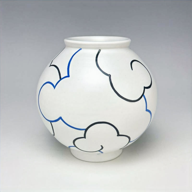Thumbnail: Satin Cloud Moon Jar  / blue & black