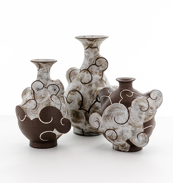 Sam Chung Ceramics pottery, ceramic artist, cloud bottles