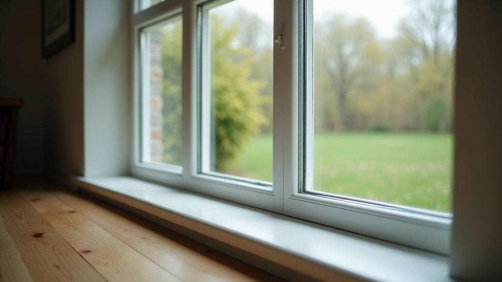 Close-up view of a double-glazed window with energy-efficient features