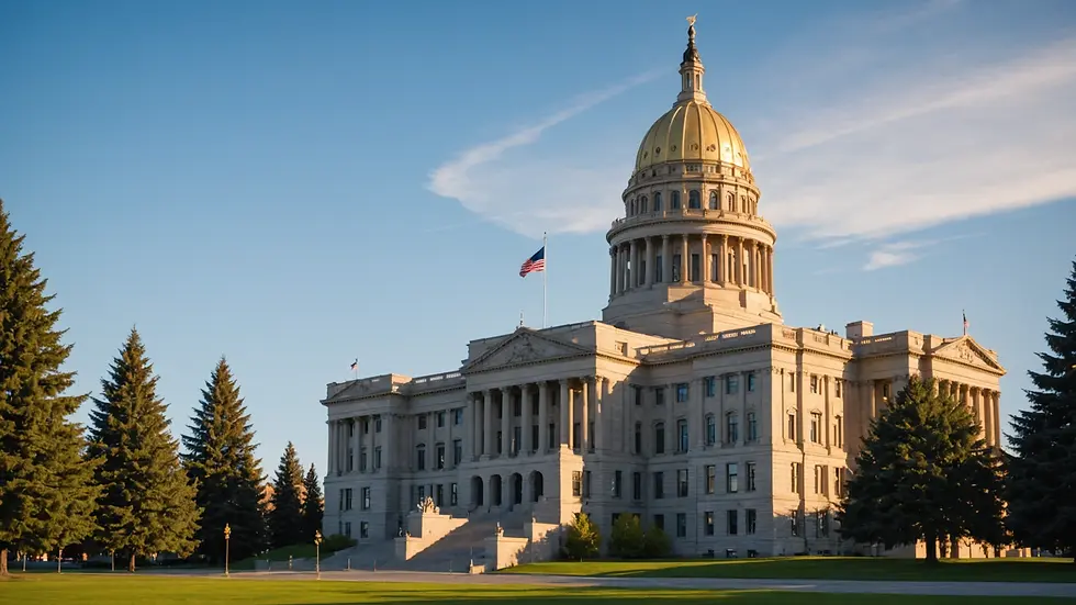 Close-up view of the Idaho State Capitol building against the clear sky