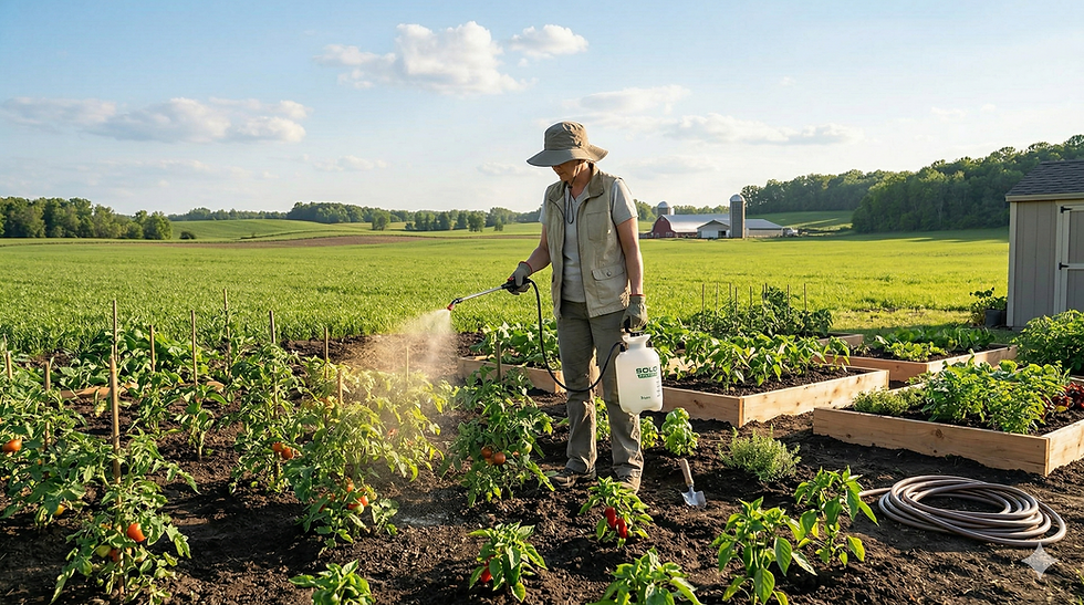 Spraying the fields for growth