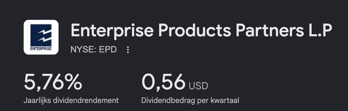 Dividendrendement Enterprise Products Partners
