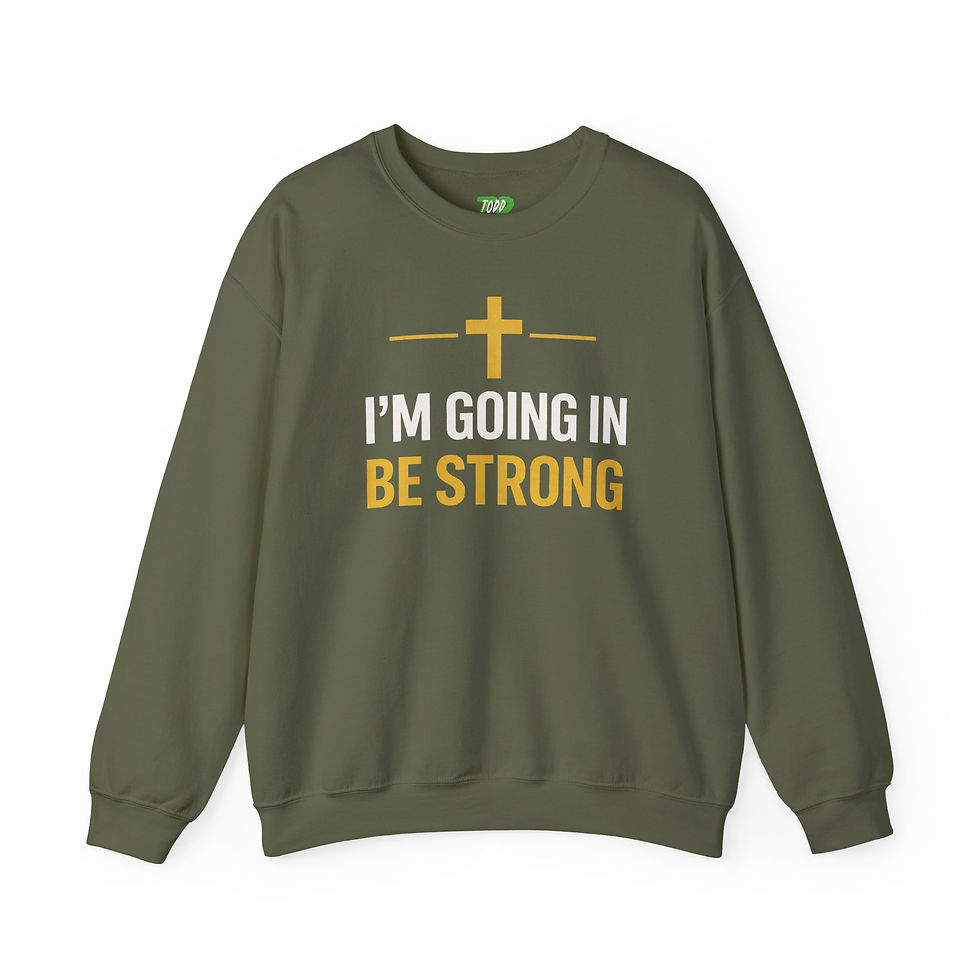 Thumbnail: Christian "Be Strong" Crewneck Sweatshirt- Faith-Inspired Cross Pullover