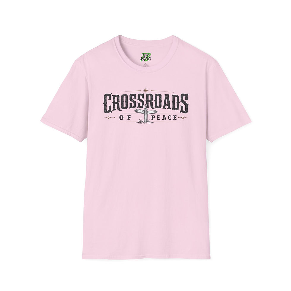 Thumbnail: "Crossroads of Peace" Cotton Comfy T-Shirt on light colors