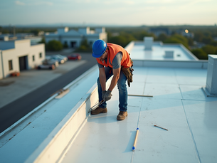 Commercial roofing contractor working on flat roof system in Fort Walton Beach FL