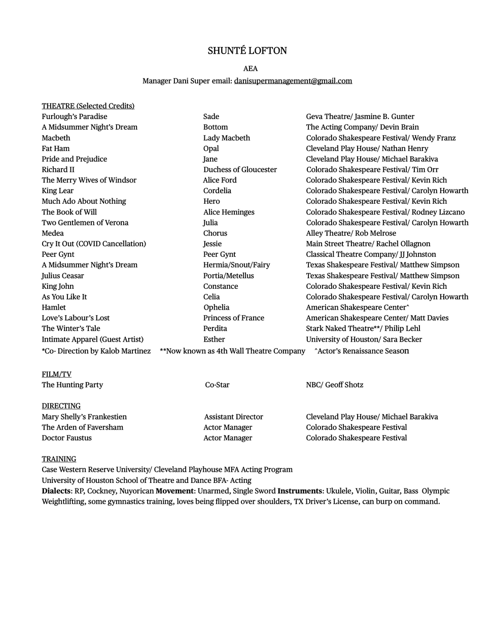 Shunte Lofton Resume 