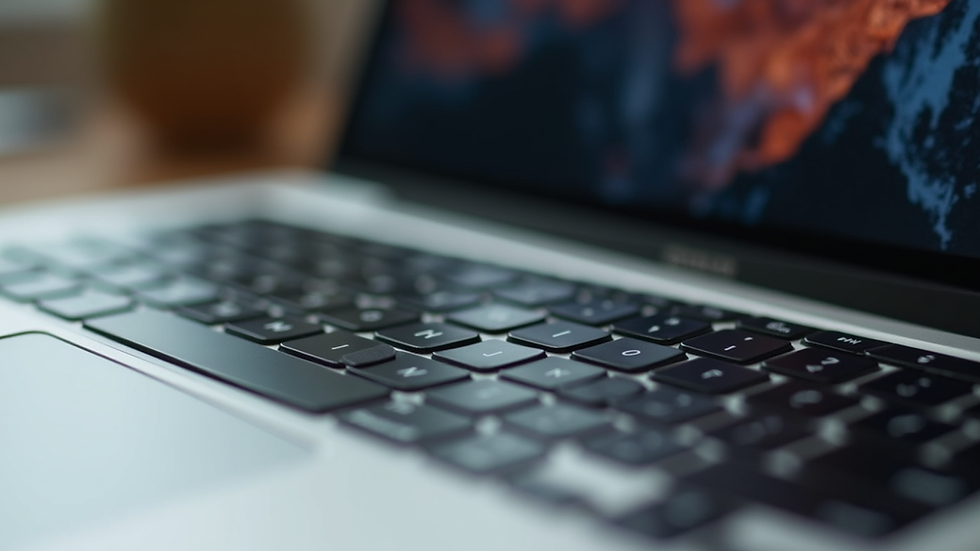 Close-up view of an Apple MacBook keyboard with original parts