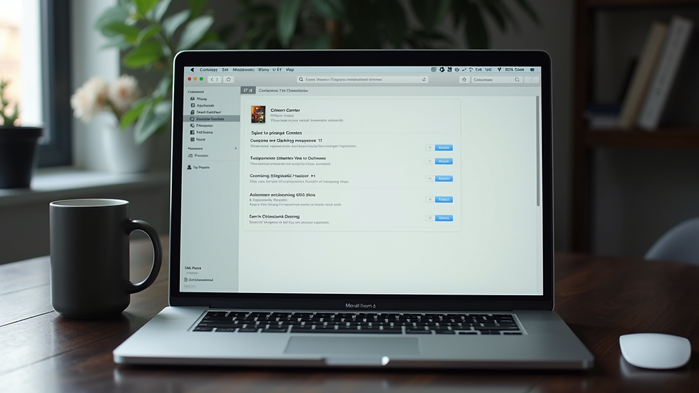 High angle view of a MacBook screen showing system preferences with software update options